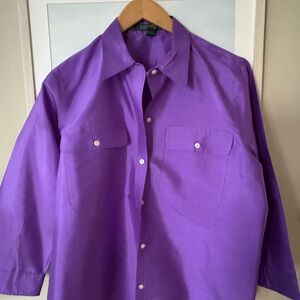 Ralph Lauren Purple Casual Button Down Silk Shirt